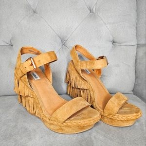 Suede Fringe wedges size 7.5